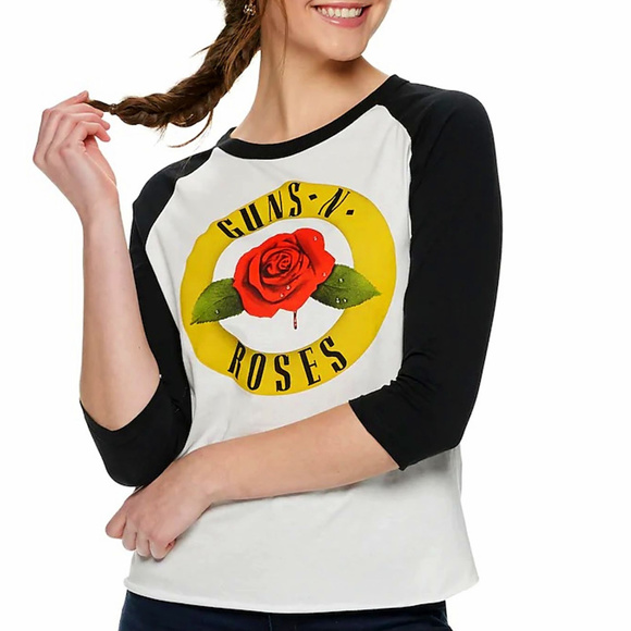 Guns N Roses Logo metal rock Raglan Official T-Shirt S NWT - Picture 1 of 3